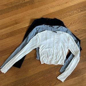 Zara long sleeve crop black, white and blue size medium